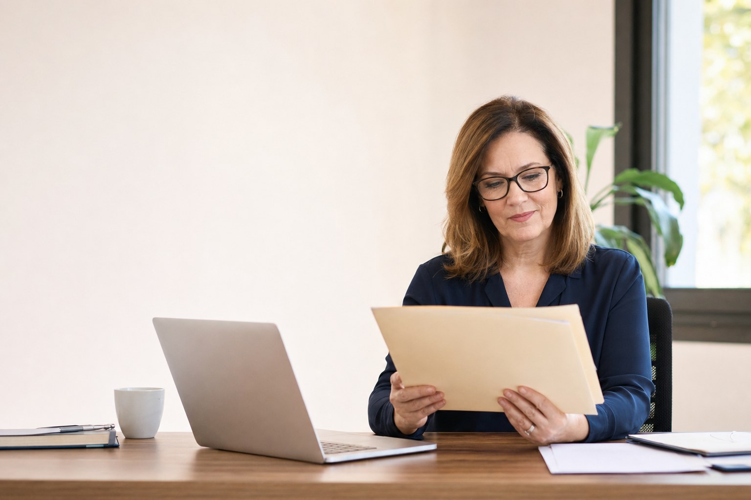Professional Enrolled Agent working at her desk